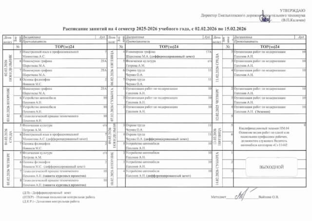 Расписание и сроки сессии